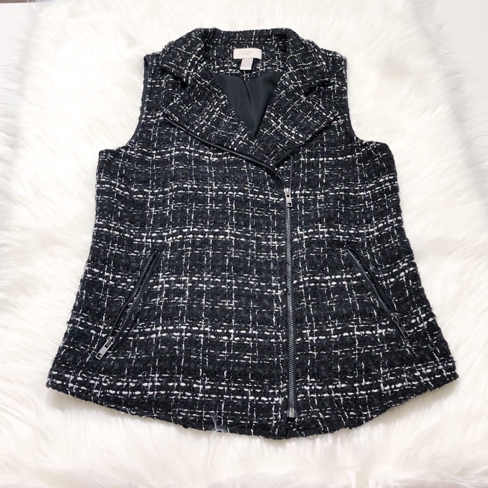 Loft Black Tweed Vest Small